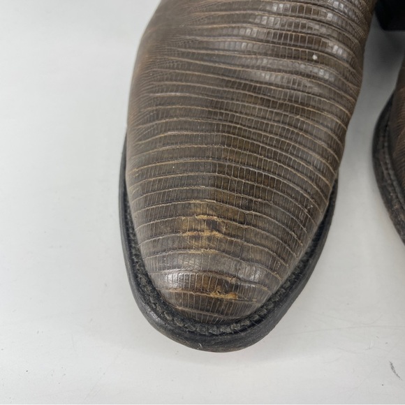Vintage Justin Style# 8327 Leather Lizard Skin Brown  Western Cowboy Boots 9.5 D - Picture 3 of 13
